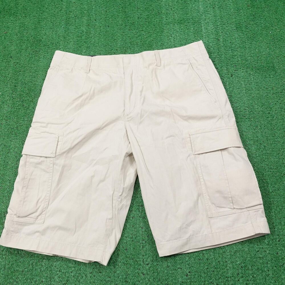 New! Banana Republic Cargo Shorts‎ Mens 34 Beige Cotton Casual Summer 12 Inseam